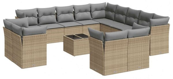 VidaXL Polyrattan Kerti Ülőgarnitúra - 14 részes - Bézs