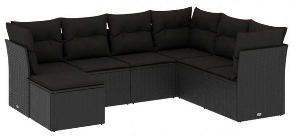 VidaXL Polyrattan Kerti Ülőgarnitúra - 7 részes - Fekete
