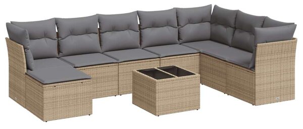 VidaXL Polyrattan Kerti Ülőgarnitúra - 9 részes - Bézs