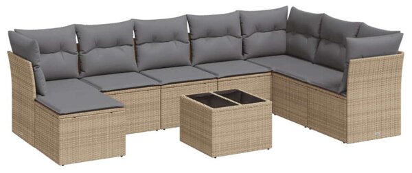 VidaXL Polyrattan Kerti Ülőgarnitúra - 9 részes - Bézs