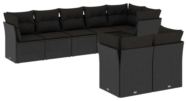 VidaXL Polyrattan Kerti Ülőgarnitúra - Fekete - 8 részes
