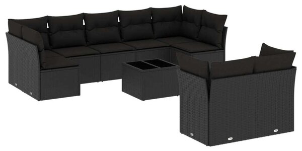 VidaXL Polyrattan Kerti Ülőgarnitúra - 10 részes - Fekete