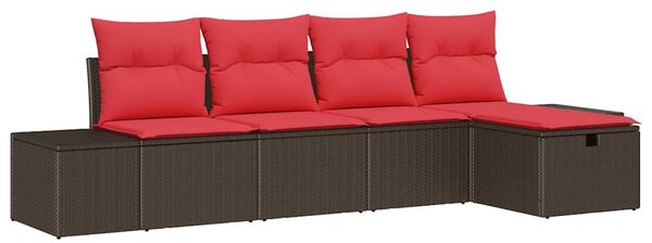 Kerti Kanapé Szett párnával 5 pcs Barna polirattan