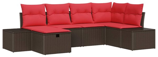 Kerti Kanapé Szett párnával 6 pcs Barna polirattan