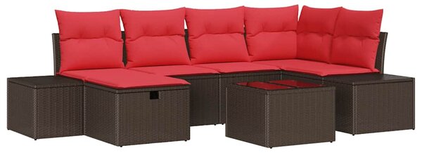 Kerti Kanapé Szett párnával 7 pcs Barna polirattan