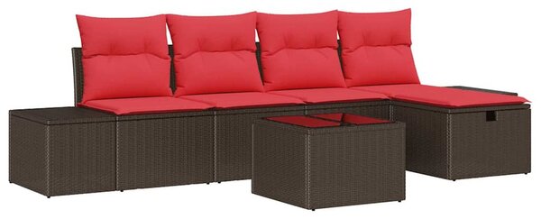 Kerti Kanapé Szett párnával 6 pcs Barna polirattan