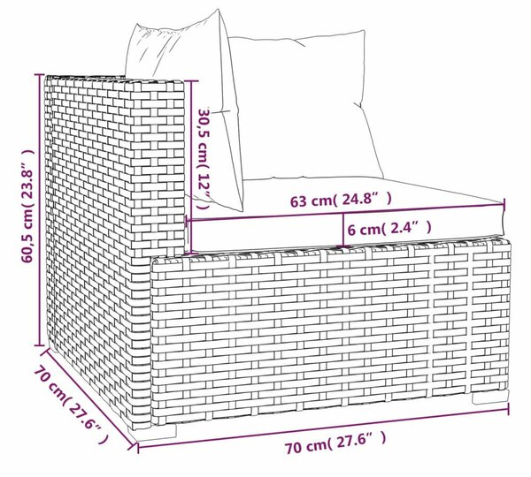 VidaXL 9 részes barna polyrattan kerti bútorszett párnákkal