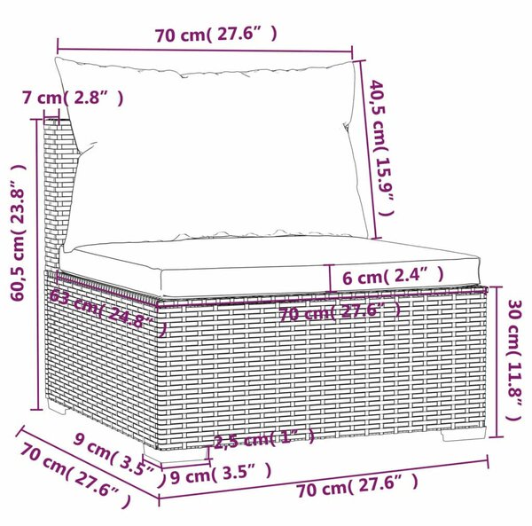 VidaXL 9 részes barna polyrattan kerti bútorszett párnákkal