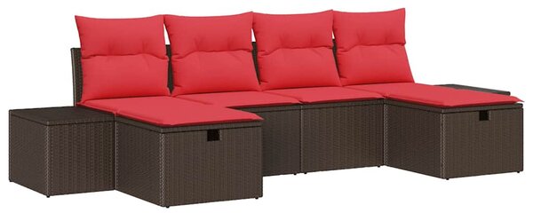 Kerti Kanapé Szett párnával 6 pcs Barna polirattan