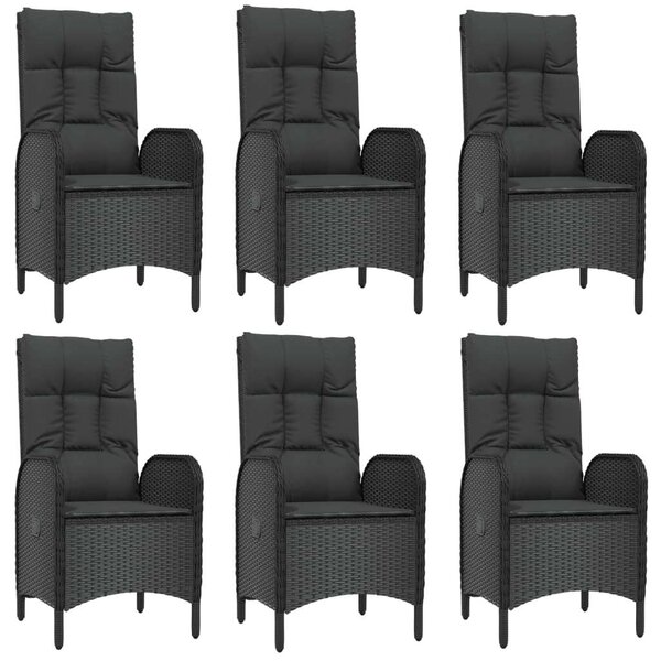 VidaXL 7 részes fekete polyrattan kerti étkezőgarnitúra párnával