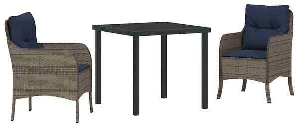 Kert étkező szett párnával 3 pcs Szürke polirattan