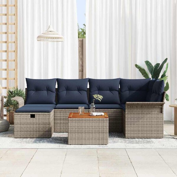 Kerti Kanapé Szett párnával tárolóval 7 pcs Szürke Poli rattan