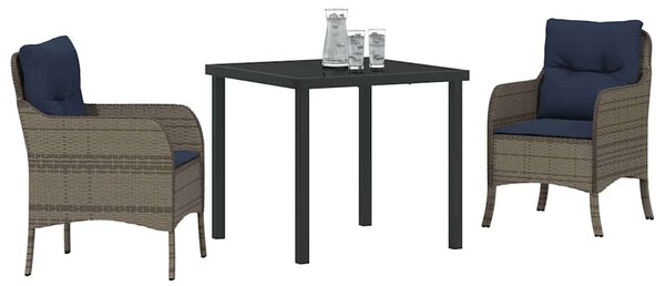 Kert étkező szett párnával 3 pcs Szürke polirattan