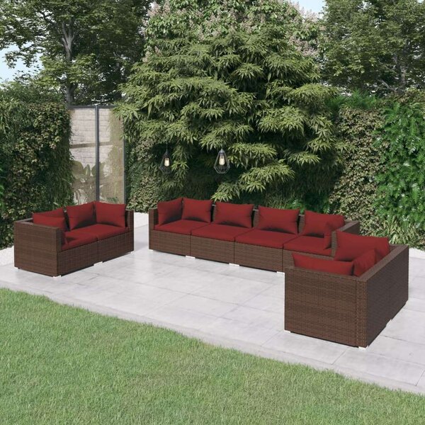 VidaXL 8 részes barna polyrattan kerti ülőgarnitúra párnákkal