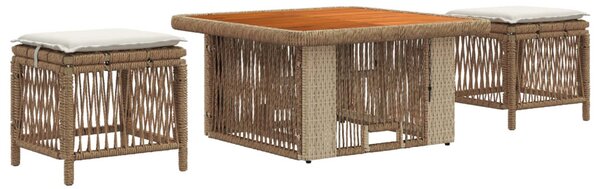 Kert étkező szett párnával 3 pcs Beige és krém polirattan