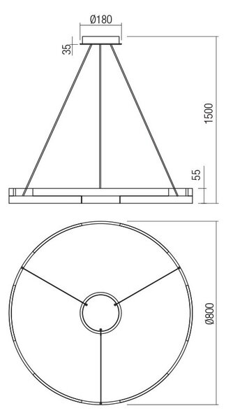 CASTLE fehér LED függesztett lámpa, minimalista design, 80 cm, 40W