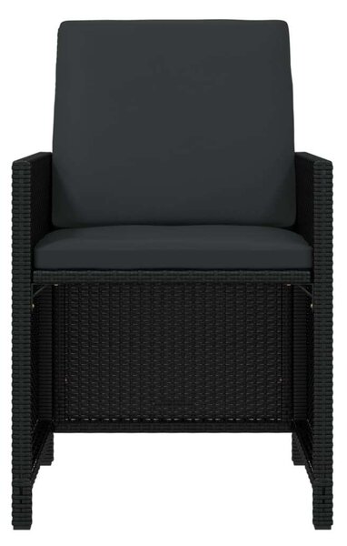7 részes fekete polyrattan kerti étkezőgarnitúra párnákkal