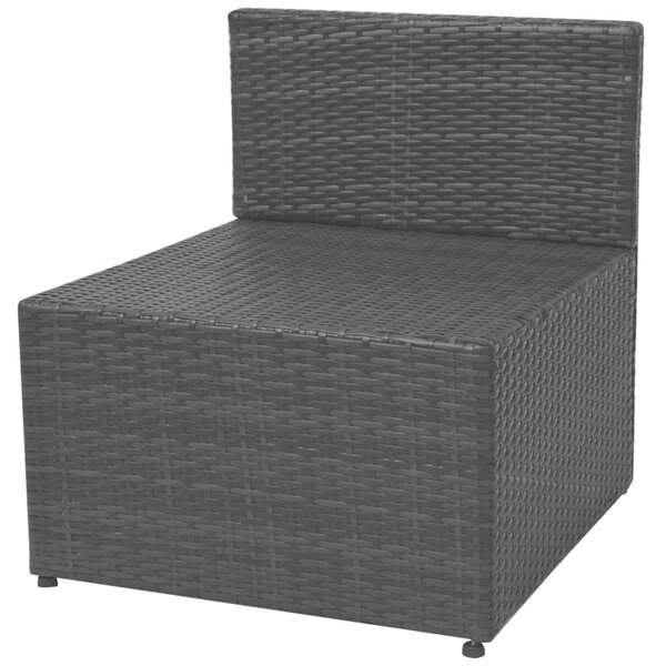 VidaXL 5-részes fekete polyrattan kerti bútorszett párnákkal