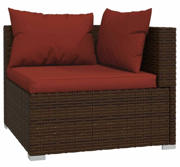 VidaXL 9 részes barna polyrattan kerti bútorszett párnákkal