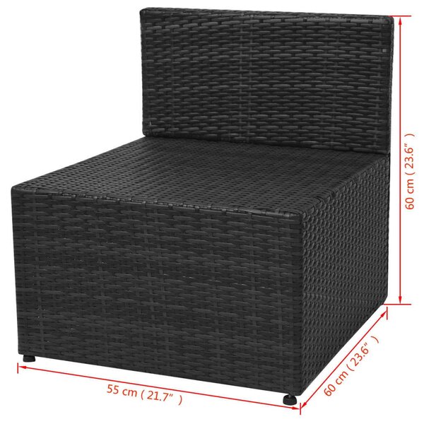 VidaXL 5-részes fekete polyrattan kerti bútorszett párnákkal