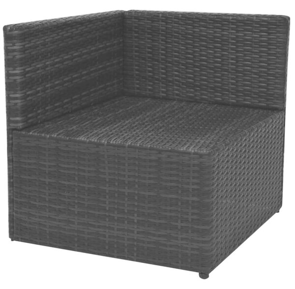 VidaXL 5-részes fekete polyrattan kerti bútorszett párnákkal