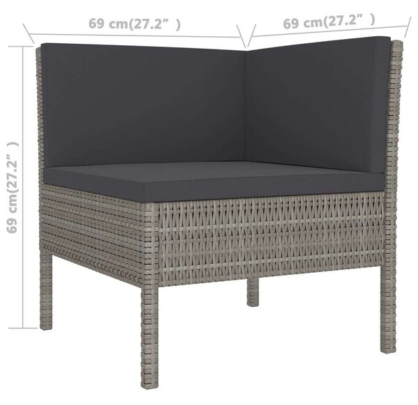 Polyrattan Kerti Ülőgarnitúra - 9 részes - Szürke