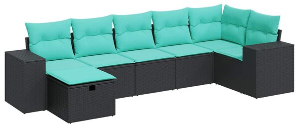 7 részes fekete polyrattan kerti ülőgarnitúra párnával