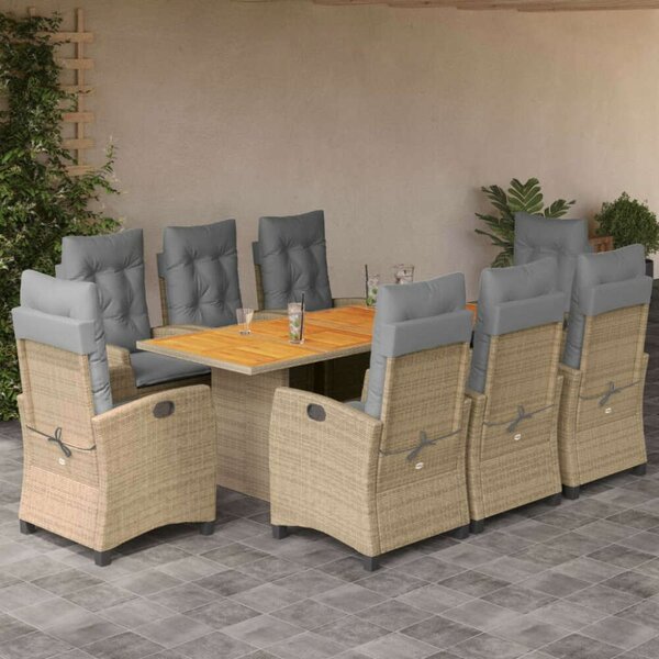 VidaXL Polyrattan Kerti Étkezőgarnitúra - 9 részes