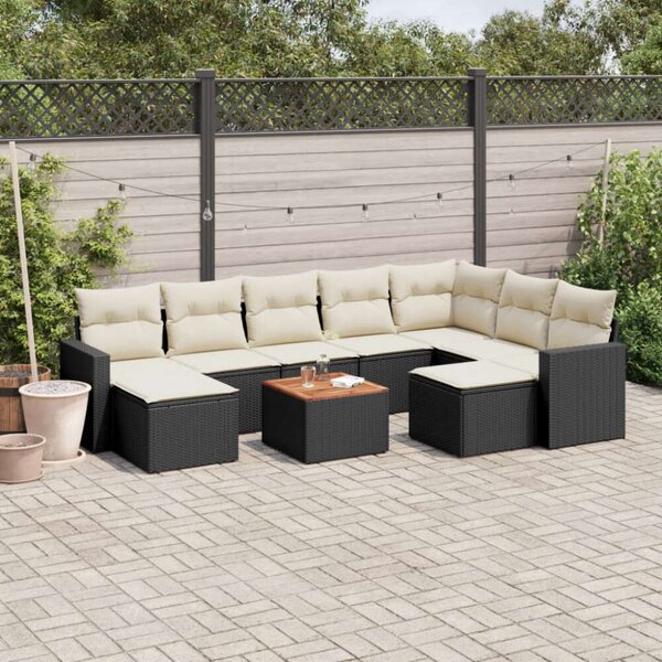 VidaXL Polyrattan Kerti Ülőgarnitúra - 10 részes - Fekete