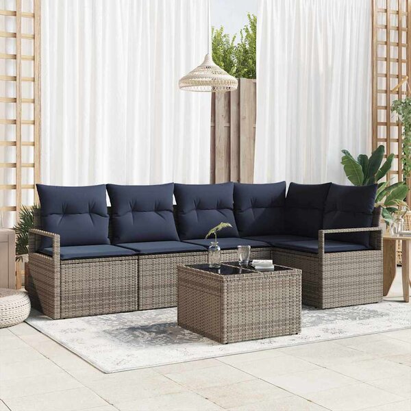 Kanapé Szett 6 pcs Szürke polirattan