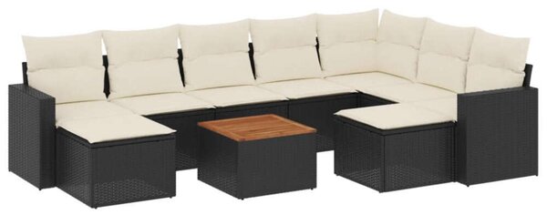 VidaXL Polyrattan Kerti Ülőgarnitúra - 10 részes - Fekete