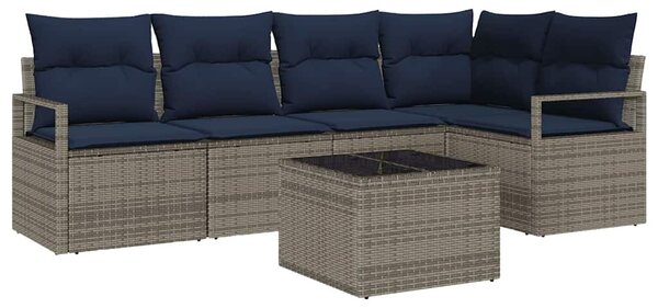 Kanapé Szett 6 pcs Szürke polirattan