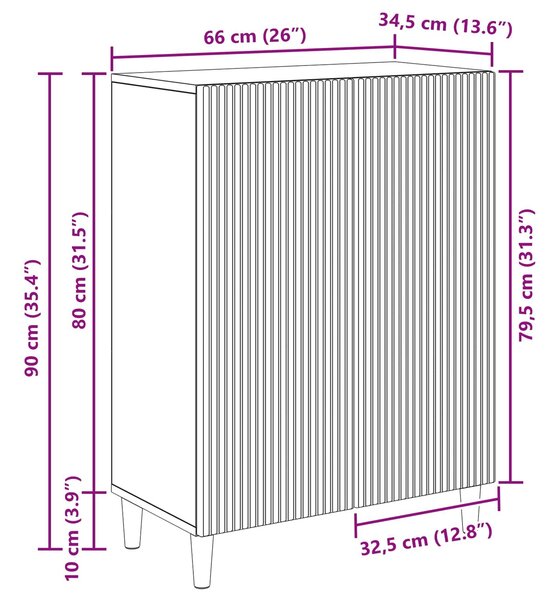VidaXL Széf Sonoma Tölgy 66 x 34,5 x 90 cm Szerelt Fa
