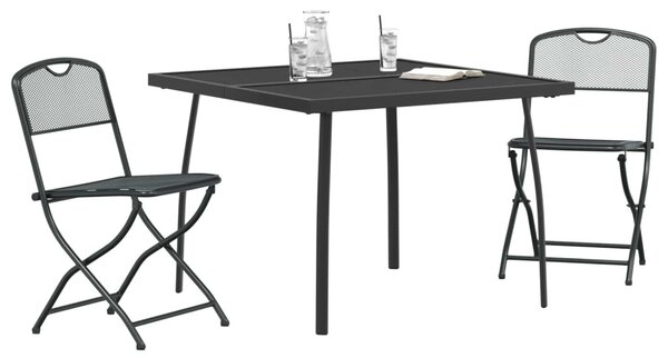 Kültéri Bútor Szett 3 pcs Antracitszürke Vas és acél