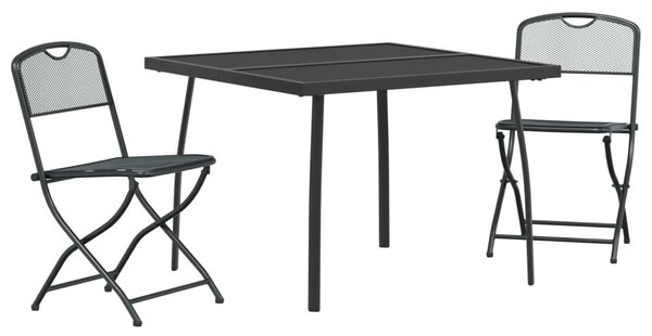 Kültéri Bútor Szett 3 pcs Antracitszürke Vas és acél