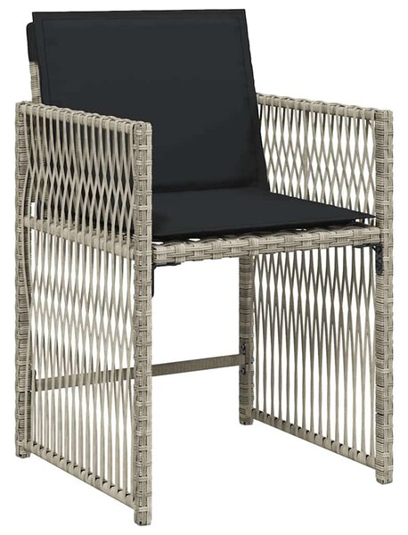 11 részes világosszürke polyrattan kerti ülőgarnitúra párnákkal