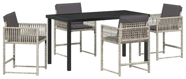 Kert étkező szett 5 pcs Világosszürke polirattan
