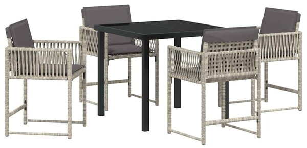 Kert étkező szett 5 pcs Világosszürke polirattan