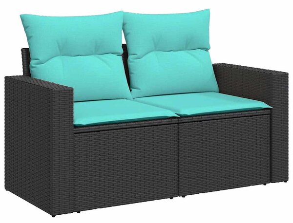 11 részes fekete polyrattan kerti ülőgarnitúra párnákkal