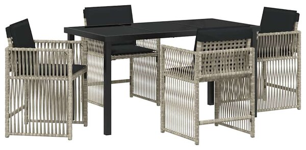 Kert étkező szett 5 pcs Világosszürke polirattan