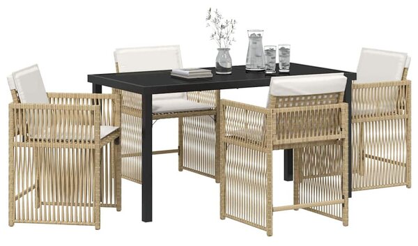 Kert étkező szett 5 pcs Bézs polirattan