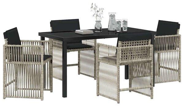 Kert étkező szett 5 pcs Világosszürke polirattan