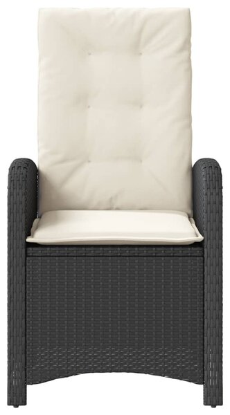 3 részes fekete polyrattan bisztrógarnitúra párnával