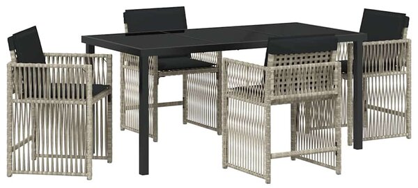 Kert étkező szett 5 pcs Világosszürke polirattan