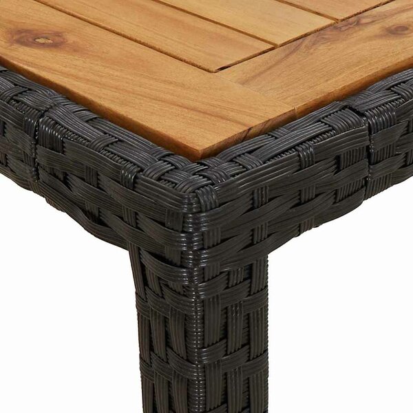 VidaXL Kerti Asztal Fekete 90 x 90 x 75 cm polirattan