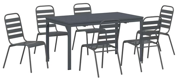Kert étkező szett 7 pcs Antracit Porfestett acél