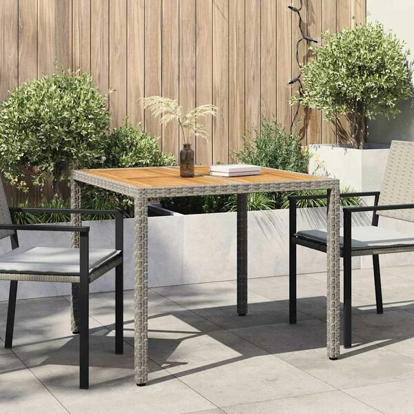 VidaXL Kerti Asztal Szürke 90 x 90 x 75 cm polirattan