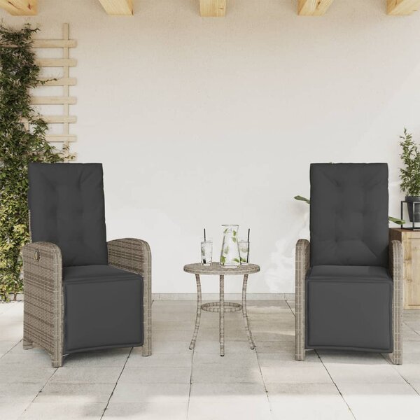 3 részes szürke polyrattan bisztrógarnitúra párnákkal
