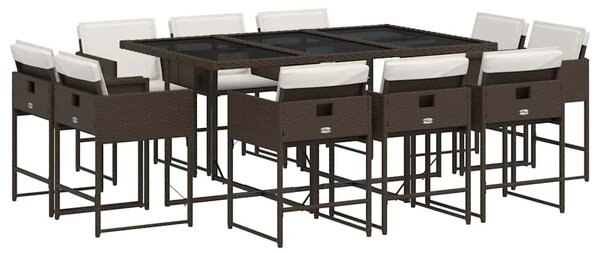 11 részes barna polyrattan kerti ülőgarnitúra párnákkal