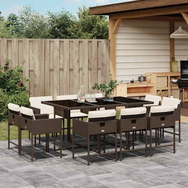 11 részes barna polyrattan kerti ülőgarnitúra párnákkal